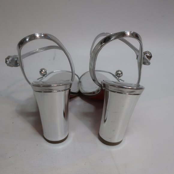 Authentic Christian Louboutin Atmospheria 85-Crystal Silver Strap Heel 39 US/8.5 - Picture 10 of 16